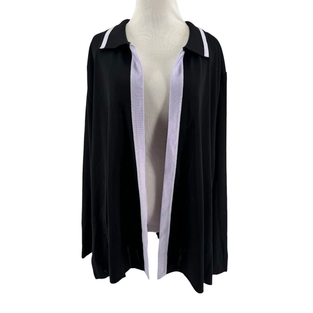 Exclusively Misook Women's Plus Black Purple Knit Cardigan Sweater Size 2X